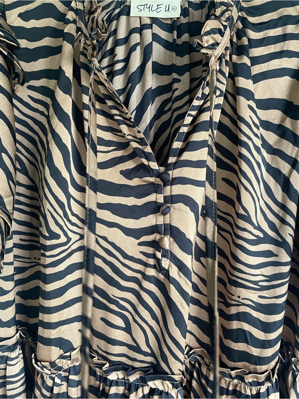 Tiered Tiger Print Mini Dress in Tan & Black Curvy Plus Size XL - Picture 8 of 12